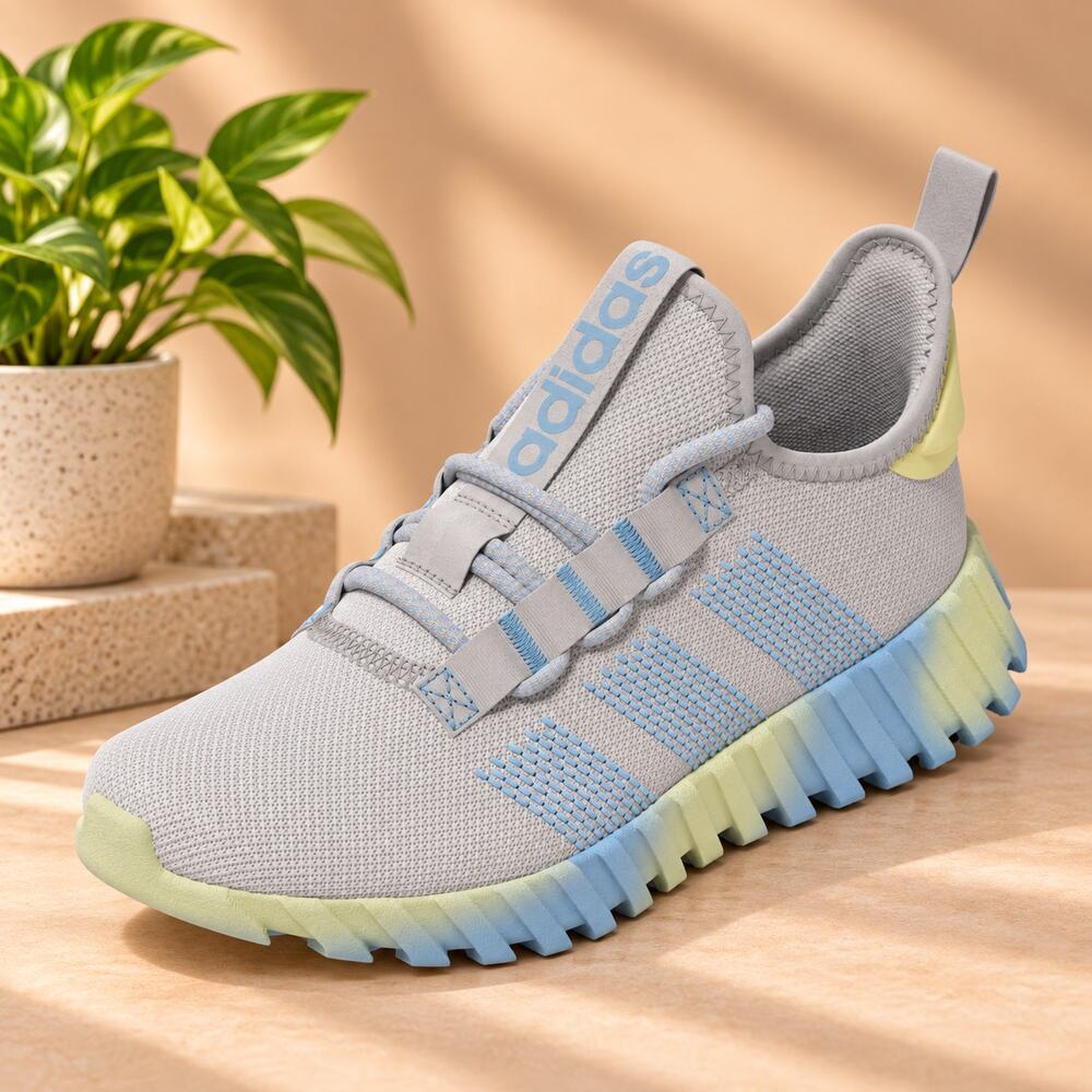 NWT adidas Kaptir Flow Unisex Kids Sneakers Grey/Blue/Yellow Size 3 US
